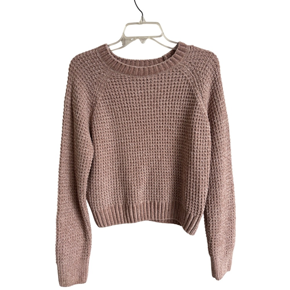 Altar'd State Dusty Mauve Taupe Chenille Waffle Knit Raglan Sweater Womens M